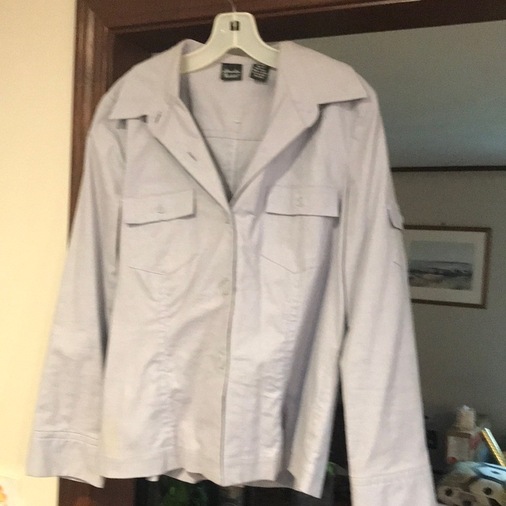Womens lightweight button down jacket by Alwxandra Bartlett